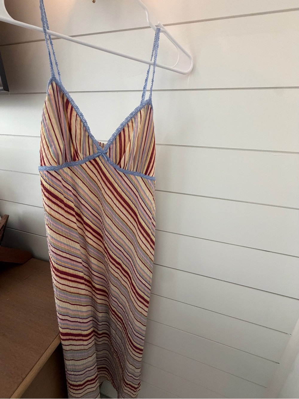 No Boundaries Multicolor Striped Slip with Light Blue Trim